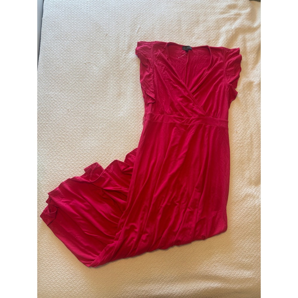The Limited pink Flutter Sleeve Wrap V-Neck Jersey Knit Maxi Dress Small
